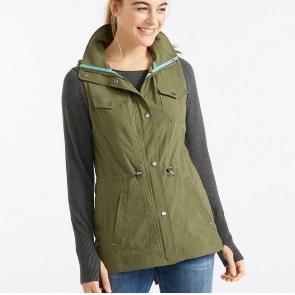 L.L. Bean Olive Utility Jacket with Gray Sleeves